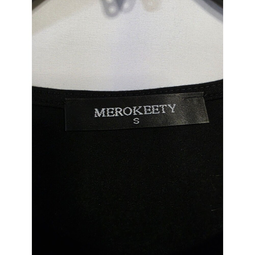 MEROKEETY Women's S Maxi Dress Black Knit Bodice Red Buffalo Plaid Skirt - Picture 3 of 6